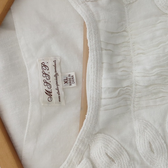 Max Studio White Gauzy Cotton Embroidered Modest Sleeveless Midi Beachy Dress XL - Picture 7 of 7